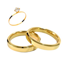 Par Aliança de Casamento chanfrada 4mm - Com 6 Camadas ouro 18k em tungstênio