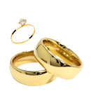 Par Aliança Casamento Boleada 8mm Com 6 Camadas Ouro 18k em Tungstênio