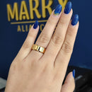 Unidade Aliança Chanfrada 8mm Com 6 Camadas Ouro 18k em Tungstênio