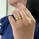 Par Aliança Casamento Chanfrada 6mm Friso e Zircônia com 6 Camadas Ouro 18k em Tungstênio