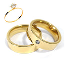 Par Aliança Casamento Reta 6mm Zircônia com 6 Camadas Ouro 18k em Tungstênio