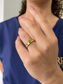 Par Aliança Casamento Reta 4mm Com 6 Camadas Ouro 18k em Tungstênio