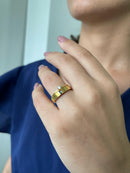 Par Aliança Casamento Reta 4mm Zircônia com 6 Camadas Ouro 18k em Tungstênio