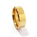 Unidade Aliança Chanfrada 8mm Com 6 Camadas Ouro 18k em Tungstênio