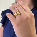 Par Aliança Casamento Chanfrada 8mm Friso Com 6 Camadas Ouro 18k em Tungstênio