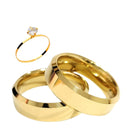 Par Aliança Casamento Chanfrada 6mm com 6 Camadas Ouro 18k em Tungstênio