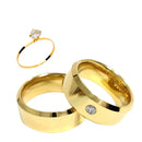 Par Aliança Casamento Chanfrada 8mm Zircônia Com 6 Camadas Ouro 18k em Tungstênio