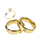 Par Aliança Casamento Chanfrada 6mm Zircônia com 6 Camadas Ouro 18k em Tungstênio