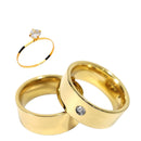 Par Aliança Casamento Reta 8mm Zircônia com 6 Camadas Ouro 18k em Tungstênio