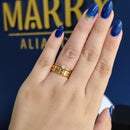 Unidade Aliança Casamento Chanfrada Friso 6mm com 6 Camadas Ouro 18k em Tungstênio