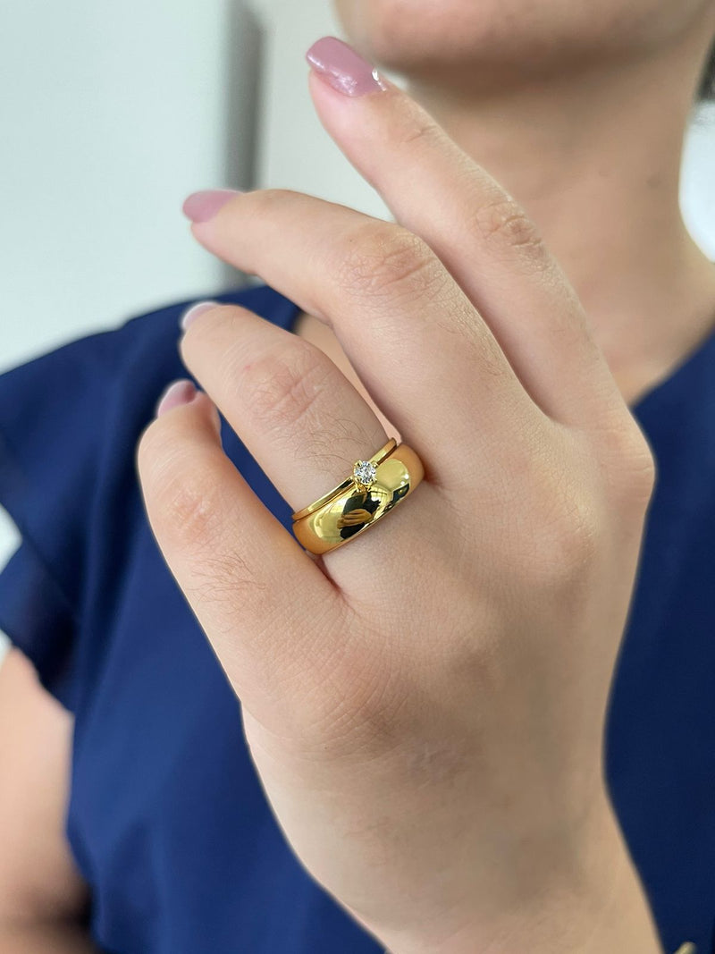 Unidade Aliança Boleada 6mm Com 6 Camadas Ouro 18k em Tungstênio