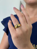 Unidade Aliança Boleada 8mm Com 6 Camadas Ouro 18k em Tungstênio
