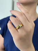 Par Aliança Casamento Boleada 6mm Com 6 Camadas Ouro 18k em Tungstênio