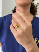 Par Aliança Casamento Reta 8mm Com 6 Camadas Ouro 18k em Tungstênio