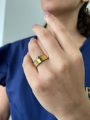 Unidade Aliança Casamento Reta 6mm Com 6 Camadas Ouro 18k em Tungstênio